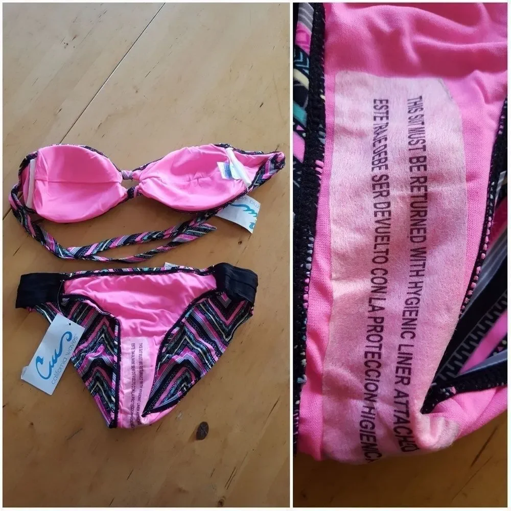 California Waves Strapless Bikini Sz M